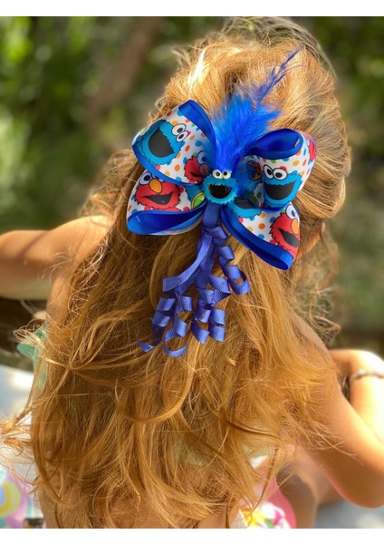 Trend Moda Susam Sokağı Laciver Elmo Tüylü Fiyonk Okul Tokası Metal Klipsli