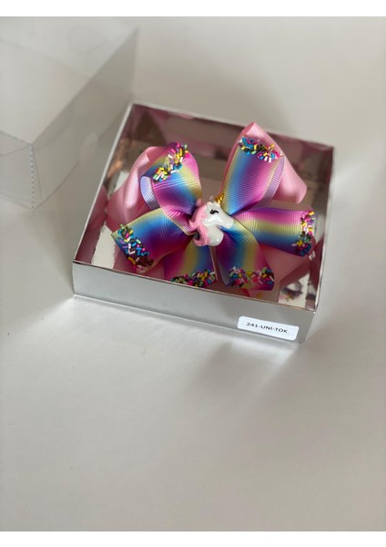 Açık Pembe Unicornlu Gökkuşağı Kız Çocuk Bebek Doğum Günü Hediye Klipsli Toka fiyatları