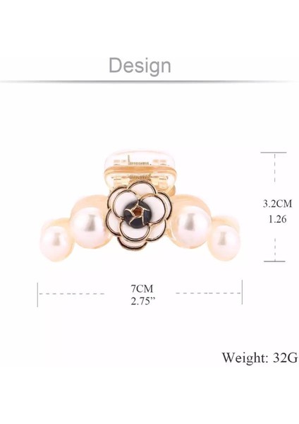 Özel Tasarım Moda Lüks Çiçekli Büyük Inci Taşlı Mandal Toka Beyaz Kamelya Şeffaf fırsatları
