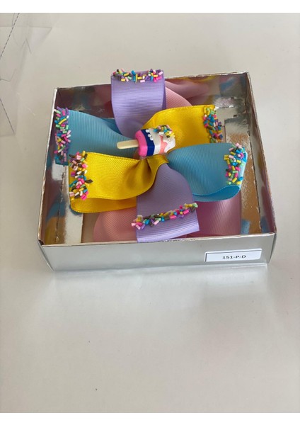Pembe, Dondurma Süslü Kız Çocuk Bebek Doğum Günü Hediye Klipsli Toka