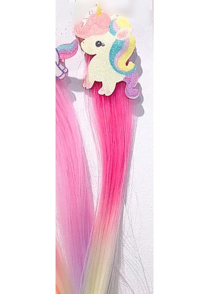 Unicorn Renkli Simli Pensli Çocuk Takma Saç Postiş Toka fiyatları
