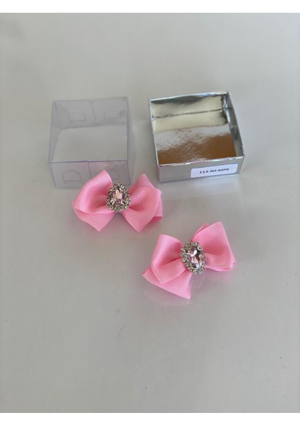 Pembe 2' Li Kristal Taşlı Bebek Ler Için Pensli Toka