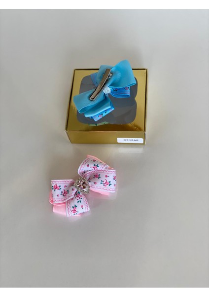 Pembe - Mavi 2' Li Çiçek Desenli Kız Çocuk Kız Bebek Pensli Toka fiyatları