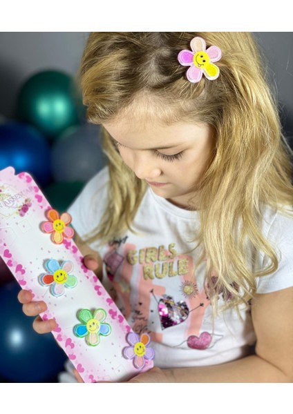 Sevimli Renkli Papatya Çiçekli Simli Çocuk Bebek Pensli 5li Toka Set fiyatları