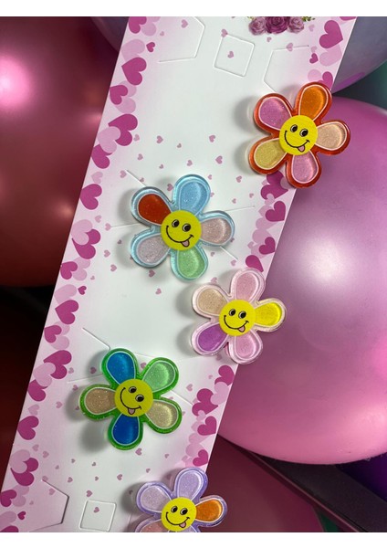 Sevimli Renkli Papatya Çiçekli Simli Çocuk Bebek Pensli 5li Toka Set modelleri
