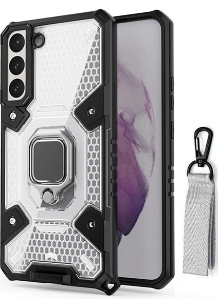 Samsung Galaxy S22 Capsule Serisi Kayış Askılı Yüzük Standlı Armor Kılıf - AL8119