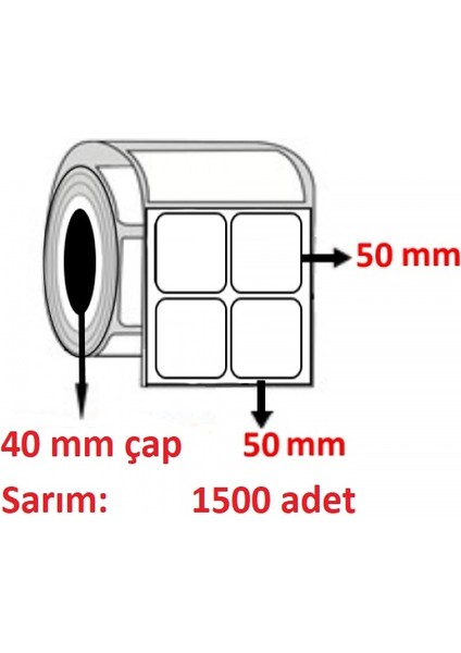 50X50 Kuşe Etiket 2’li ( 1500 Lü )
