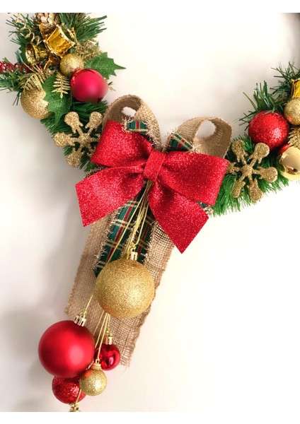 Yeni Yıl Yılbaşı Özel Tasarım Lüks Sınırlı Üretim Kapı Duvar Süsü Çelenk Top Fiyonklu Sarkıt modelleri