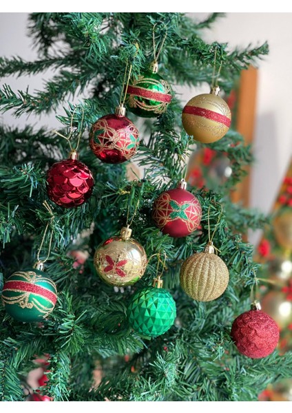 Yeni Yıl Yılbaşı Ithal Lüks Koleksiyonluk 5li Hediye Kutulu Simli Metalik Çam Ağacı Süsü Topu