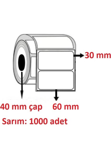 60X30 Kuşe Etiket ( 1000 Li )