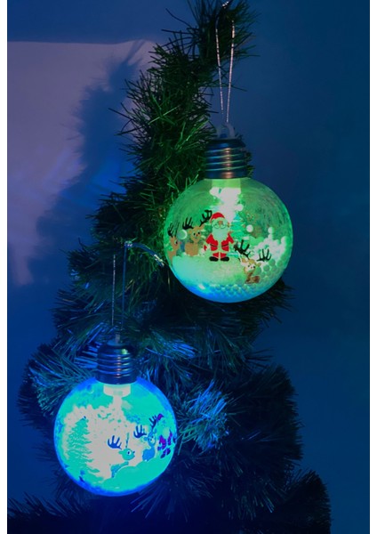 Yılbaşı Noel Baba Geyikli Kar Taneli Işıklı Lüks Koleksiyonluk Fanus Çam Ağacı Top Süs Dekor Tekli fiyatları