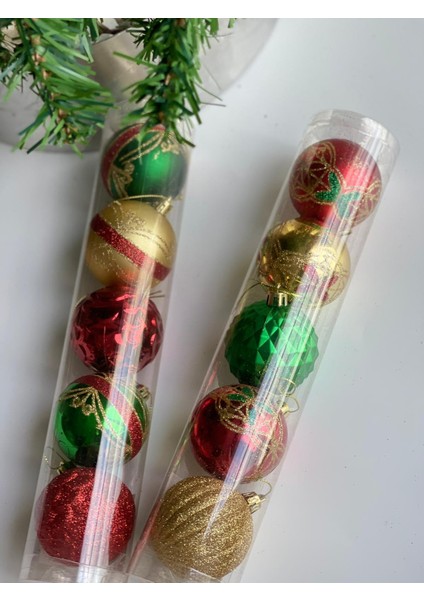 Yeni Yıl Yılbaşı Ithal Lüks Koleksiyonluk 5li Hediye Kutulu Simli Metalik Çam Ağacı Süsü Topu fırsatları