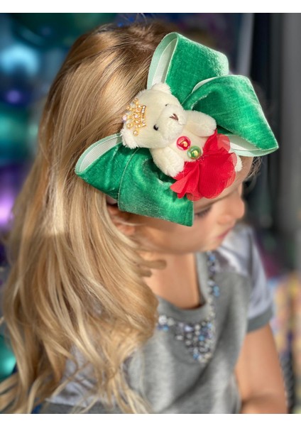 Özel Kutusunda Hediye Lüks Kadife Fiyonk Taç Kristal Taşlı Prenses Ayıcıklı Taç