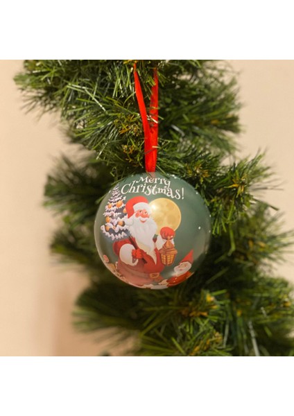 Yeni Yıl Yılbaşı Metal Çam Ağacı Süsü Topu Sürpriz Hediye Kutusu Noel Baba Merry Christmas Desenli fiyatları