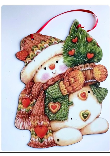 Yeni Yıl Yılbaşı Ahşap Büyük Sevimli Kardan Adam Çam Ağacı Kapı Duvar Ağaç Dekorasyon Süsü fiyatları