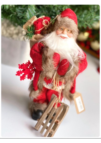 Ithal Koleksiyonluk Yılbaşı Lüks Dekorasyon Kızaklı Noel Baba Oyuncak Biblo Çam Ağacı Süsü Dekor