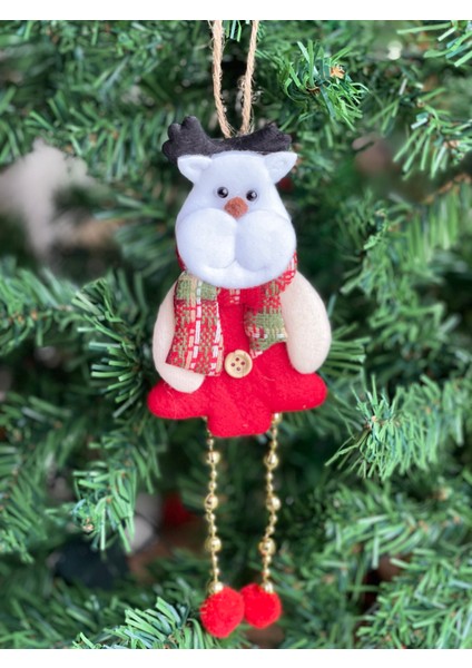 Yeni Yıl Yılbaşı Lüks Ithal Koleksiyonluk Büyük Çam Ağacı Süsü Pofuduk 3 Boyutlu Boncuklu Geyik