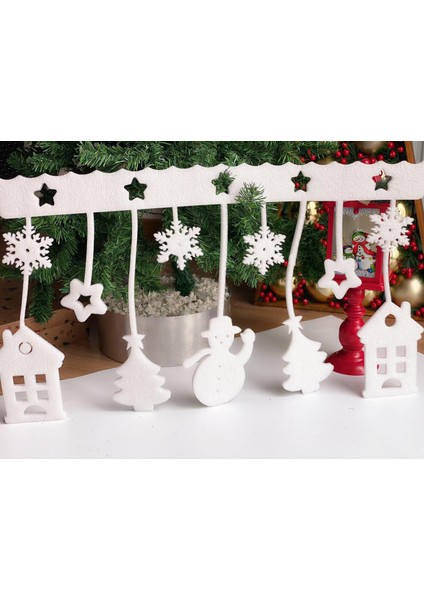 Yeni Yıl Yılbaşı Özel Duvar Cam Sarkıt Köpük Süs Kardan Adam Çam Ağacı Kar Tanesi Dekorasyon