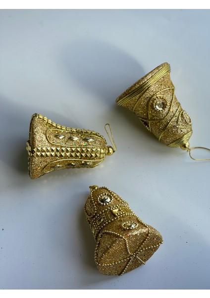 Ithal Lüks Koleksiyonluk Yeni Yıl Yılbaşı Otantik Işlemeli 2li Çam Ağacı Süsü Çan Zil Altın modelleri