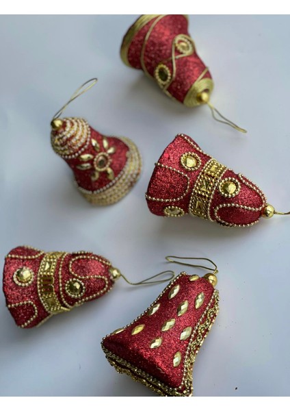 Ithal Lüks Koleksiyonluk Yeni Yıl Yılbaşı Otantik Simli Işlemeli 2li Çam Ağacı Süsü Çan Zil fiyatları