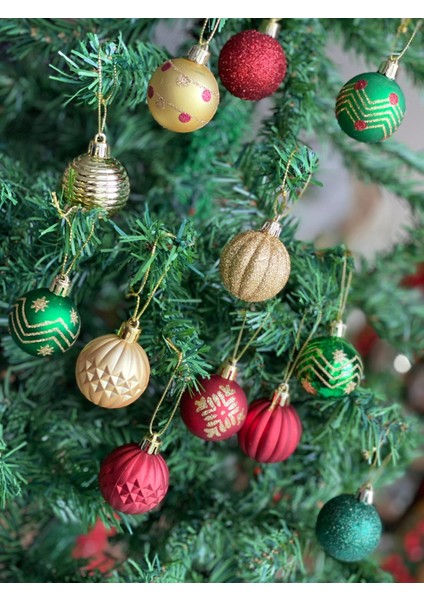 Yeni Yıl Yılbaşı Ithal Lüks Koleksiyonluk 7li Hediye Kutulu Metalik Karışık Çam Ağacı Süsü Topu modelleri