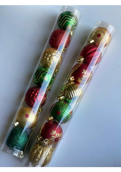 Yeni Yıl Yılbaşı Ithal Lüks Koleksiyonluk 7li Hediye Kutulu Metalik Karışık Çam Ağacı Süsü Topu indirimleri