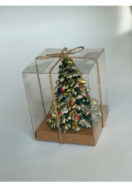 Ithal Lüks Hediye Kutulu Yeni Yıl Yılbaşı Özel Süslü Simli Çam Ağacı Dekoratif Ağaç Mum modelleri