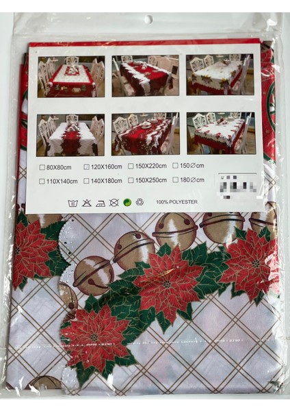 Yeni Yılbaşı Özel Lüks Sofra Sunum Dertsiz Leke Tutmaz Masa Örtüsü Yıldız Zil Çiçek Desenli modelleri