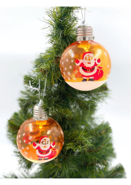 Yılbaşı Noel Baba Simli Kar Taneli Işıklı Lüks Koleksiyonluk Fanus Çam Ağacı Top Süs Dekorasyon