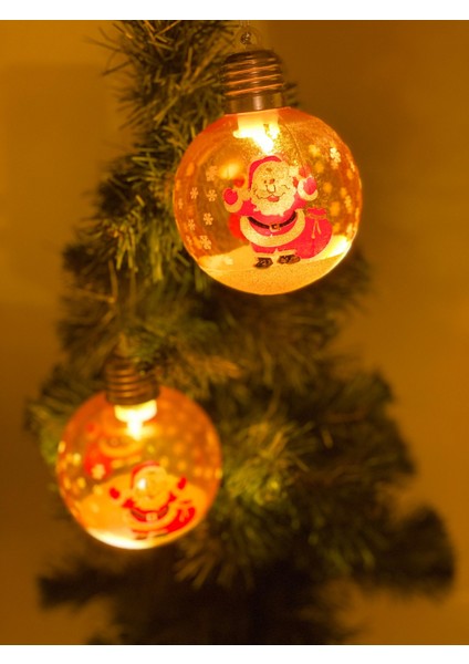 Yılbaşı Noel Baba Simli Kar Taneli Işıklı Lüks Koleksiyonluk Fanus Çam Ağacı Top Süs Dekorasyon