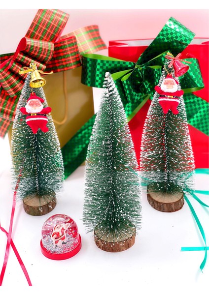 Lüks Karlı Diken Dekorasyon Masa Çam Ağacı 30CM Noel Baba Kar Küresi Hediye Seti Çantalı fiyatları