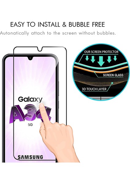 Case 4U Samsung Galaxy A34 Uyumlu Ekran Koruyucu Kırılmaz Tam Ekran Sert Temperli Davin 5D Cam