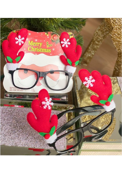 Yeni Yıl Yılbaşı Özel Lüks Geyik Boynuzlu Süslü Gözlük Noel Gözlüğü