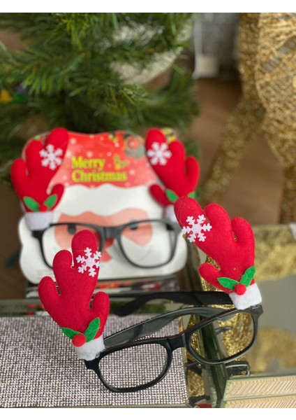 Yeni Yıl Yılbaşı Özel Lüks Geyik Boynuzlu Süslü Gözlük Noel Gözlüğü