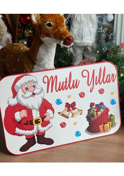 Yeniyıl Yılbaşı Özel Christmas Ahşap Lazer Kesim Büyük Mutlu Yıllar Duvar Süsü Pano Noel