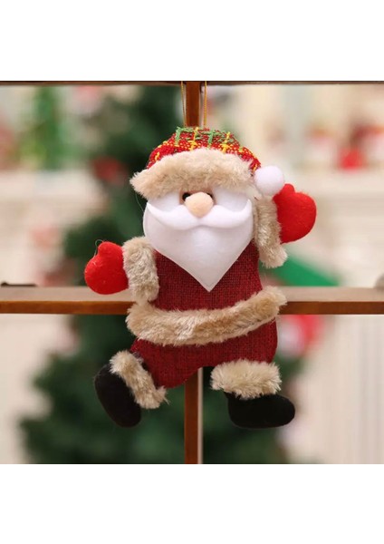 Yeni Yıl Yılbaşı Koleksiyonluk Büyük Kürklü Kumaş Çam Ağacı Süsü Santa Noel Baba Dekorasyon