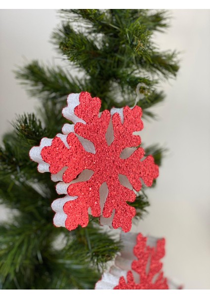 Özel 4 Lü Simli Kar Tanesi Yeni Yıl Doğumgünü Kapı Duvar Süsü Kırmızı fiyatları