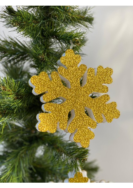 Özel 4 Lü Simli Kar Tanesi Yeni Yıl Doğumgünü Kapı Duvar Süsü Gold Altın fiyatları