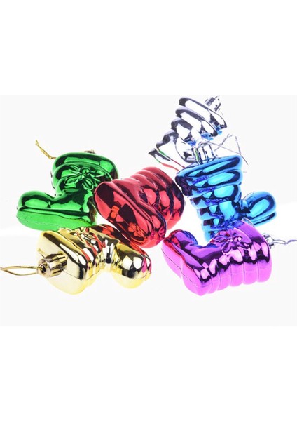 Yeni Yıl Yılbaşı Özel Metalik Renkli Papuç Çam Ağacı Süsü Set