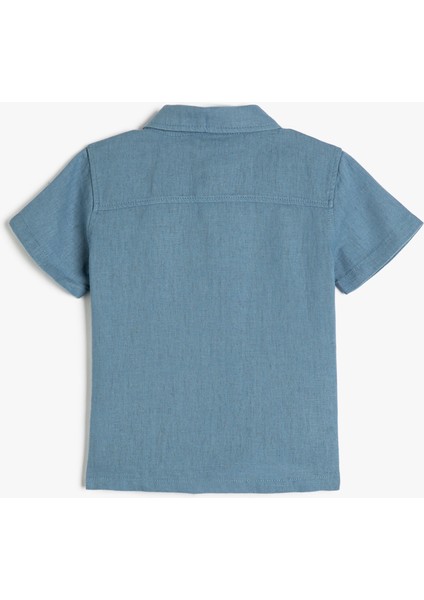 Gömlek Keten Karışımlı Kısa Kollu Tek Cep Detaylı fiyatları