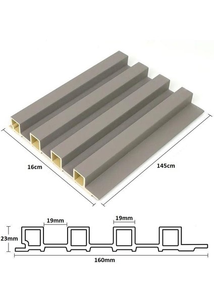 Renkli Duvarlar Atc Antrasit Gri Prefabrik Ofis Konut Dekoratif Pvc Kaplama Lambiri 16CMX145CM