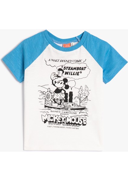 Mickey Mouse Tişört Lisanslı Kısa Kollu Bisiklet Yaka Pamuklu