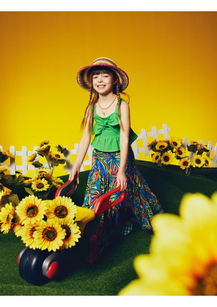 Bluz Askılı Kalp Yaka Fiyonk Detaylı Pamuklu