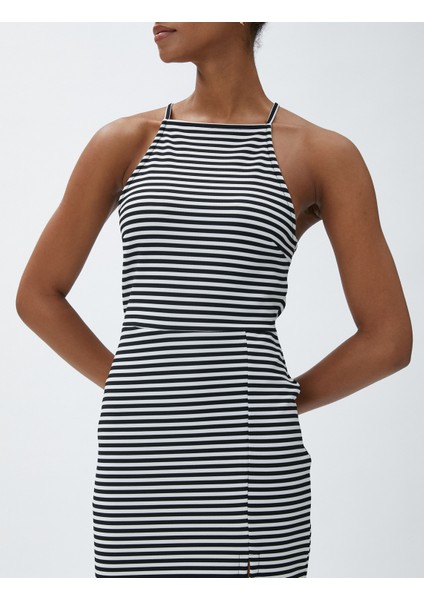 Mini Elbise Halter Yaka Yırtmaç Detaylı Dar Kesim indirimleri