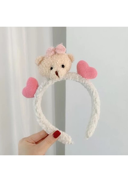 Trend Moda Pofuduk Peluş Oyuncak Ayıcıklı Taç Kadın Çocuk Tacı Ayılı Kalpli Beyaz fiyatları