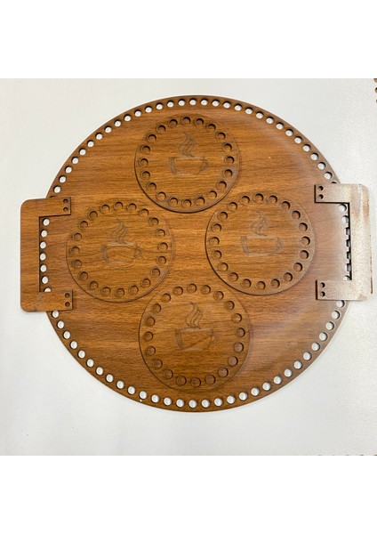 Ahşap Daire Çay Seti (Ceviz)