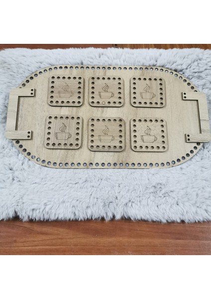 Ahşap Oval Çay Seti (Açık Meşe)