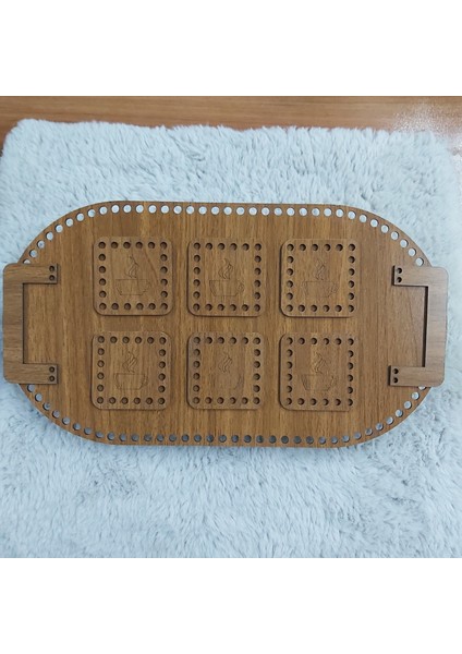 Ahşap Oval Çay Seti (Ceviz)