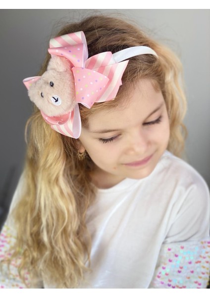 Özel Tasarım Lüks Pofuduk Peluş Ayıcık Taç Fiyonklu Teddy Saten Çocuk Tacı fiyatları