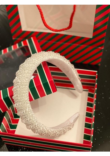 Yılbaşı Özel Gün Lüks Kristal Taş Kaplamalı Kadın Tacı Taşlı Taç Hediye Kutulu Kına Nişan Beyaz fiyatları